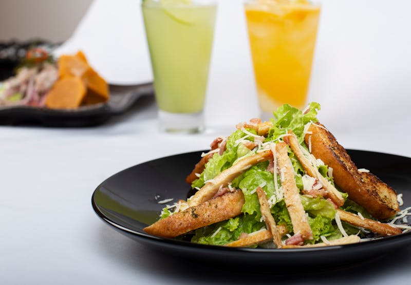 Classic Caesar salad with croutons and parmesan